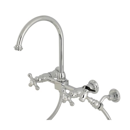 Restoration KS1291AXBS 8" Centerset Wall Mount Kitchen Faucet with Brass Sprayer KS1291AXBS